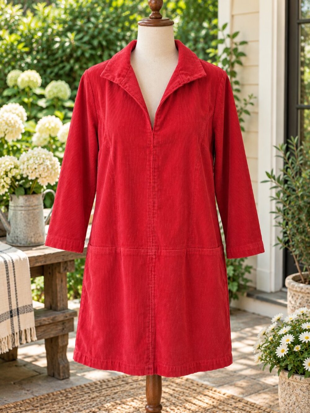 Tuckernuck Red Corduroy Shift Dress 100% Cotton Size M